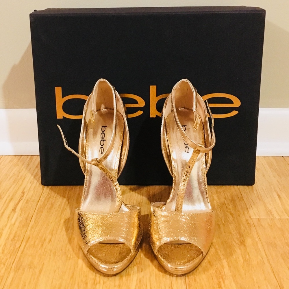 BEBE rose gold heels/ sandals